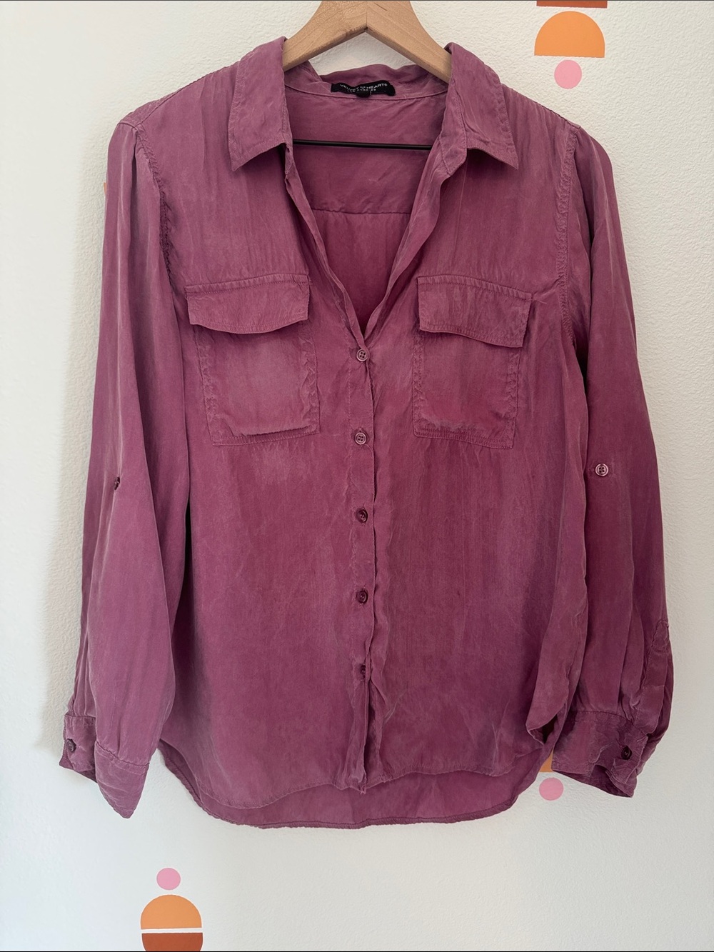 Velvet Heart Washed Plum Button-Front Shirt N0049